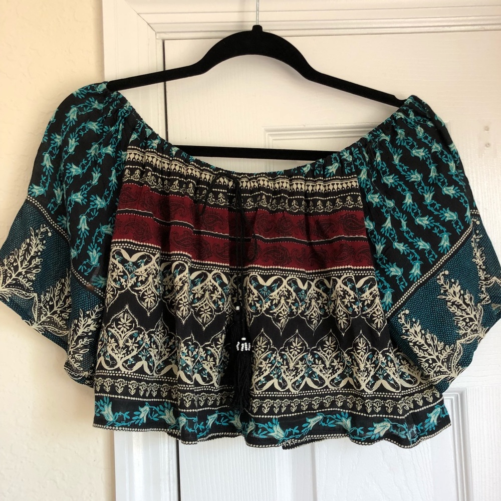 American Rag Tribal off the shoulder Crop Top